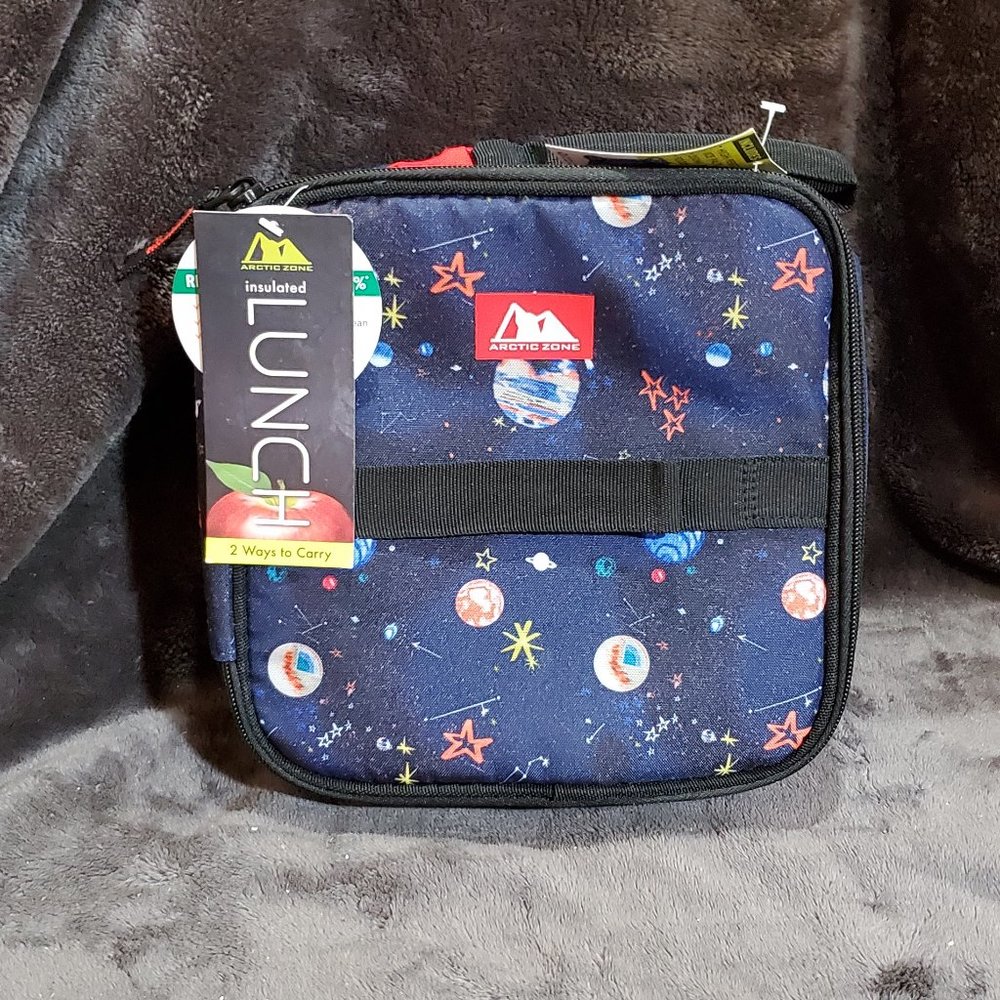 Arctic Zone Insulated Kids Fabric Lunch Bag Stars Planets Ice Pack Bottle +